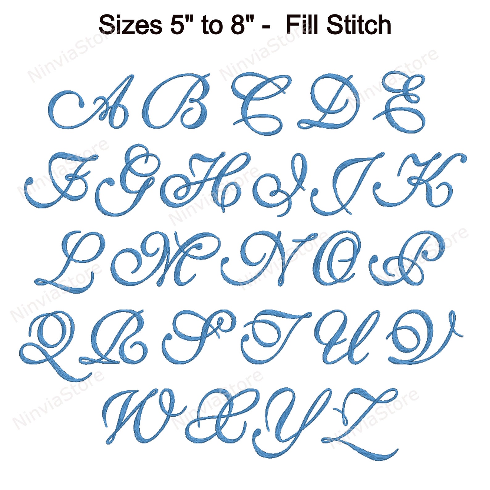Beautiful Embroidery Script Cursive Font Pe PES Monogram | Etsy