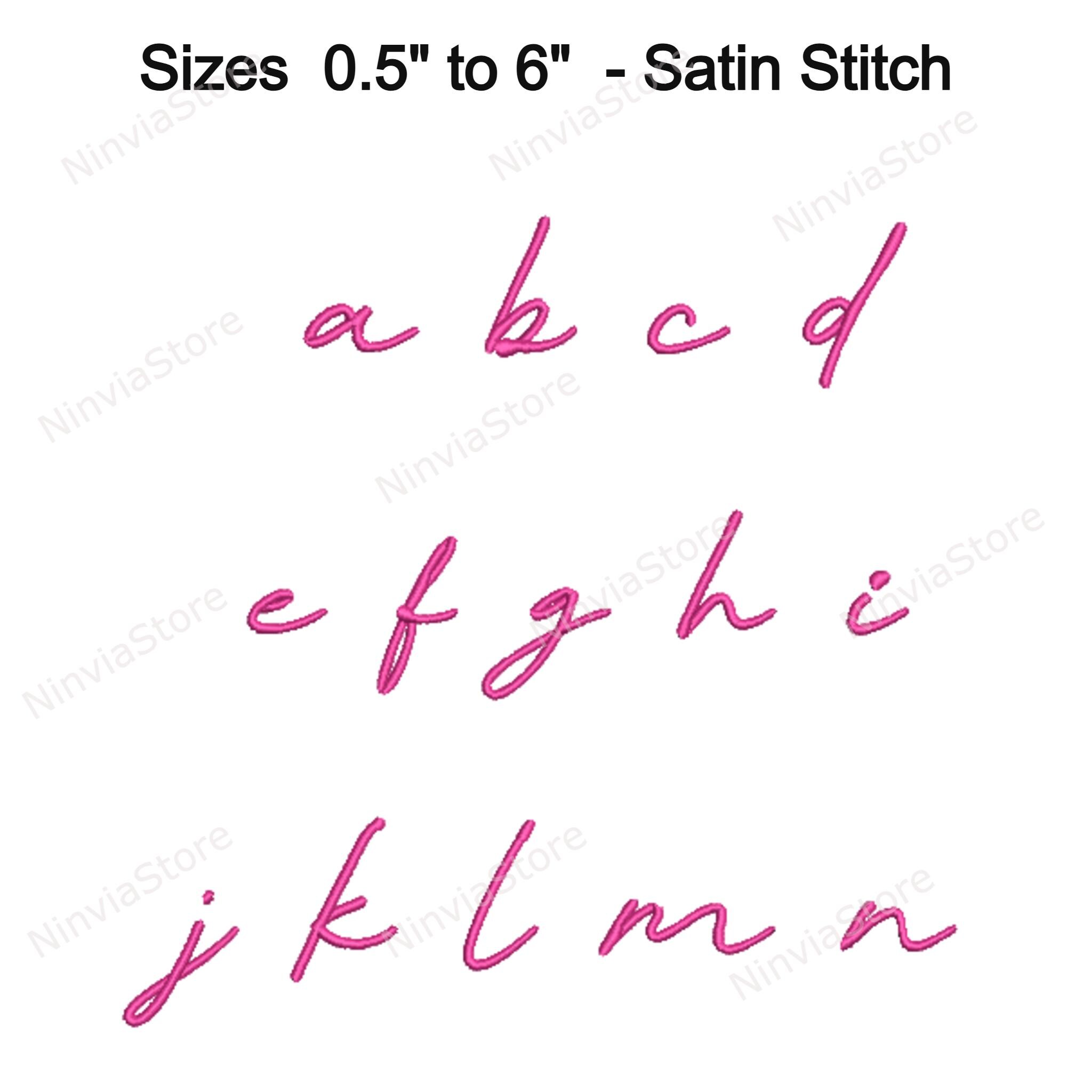 Satin Script Cursive Embroidery Font BX PES - Thin Handwritten Letters ...
