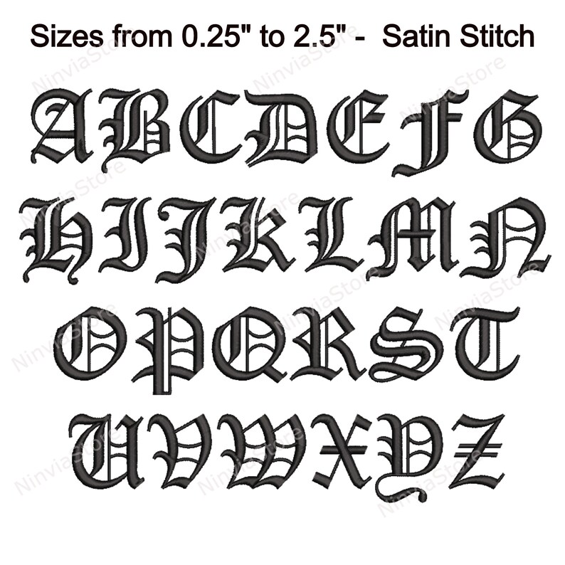 Old English Embroidery Font Old England Machine Embroidery Etsy