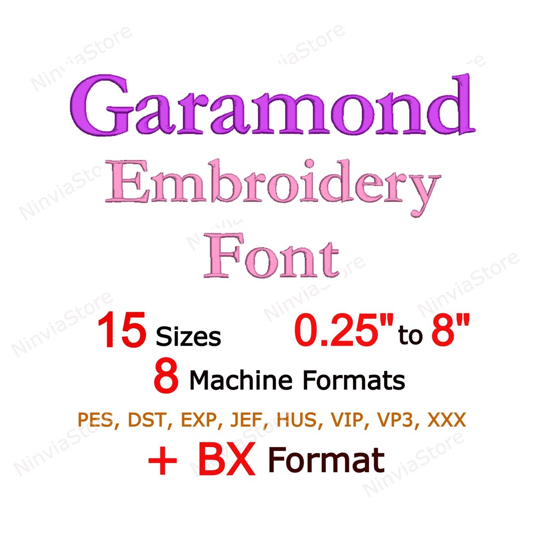 Garamond Embroidery Font, Monogram Alphabet Machine Embroidery Design ...