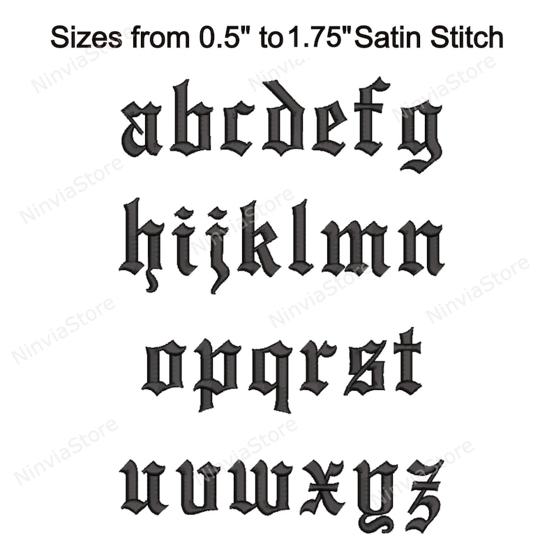 Gothic Embroidery Font, Alphabet PES Font for Embroidery, Machine Monogram BX Font, Old English Embroidery font pe, Small Font Old England image 4