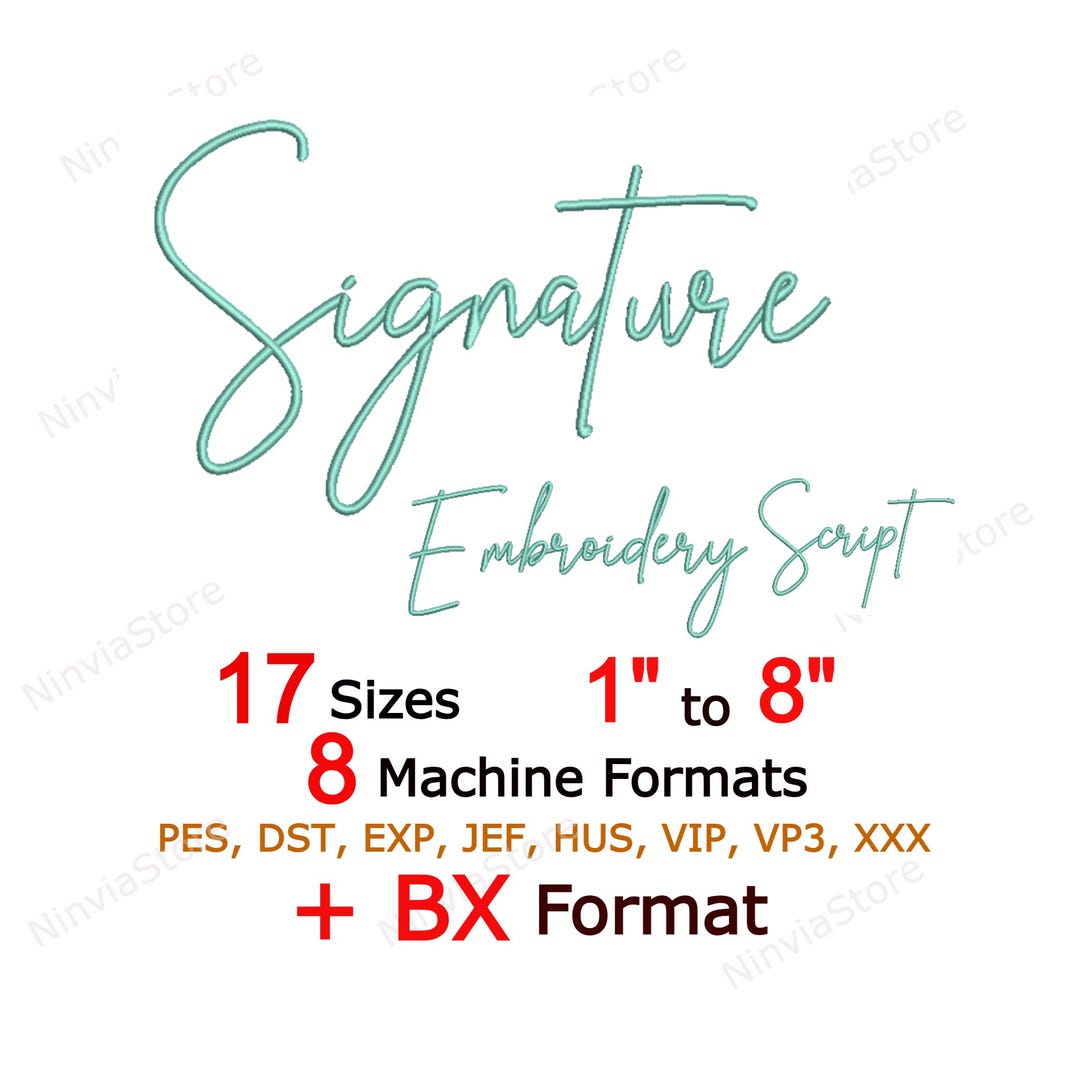 Signature Script Embroidery Font - Thin Satin Letters - Monogram ...