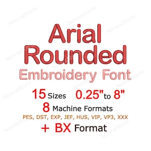 Fuente de bordado Arial redondeada, letras sans serif BX PES, diseño de bordado a máquina con monogramas del alfabeto