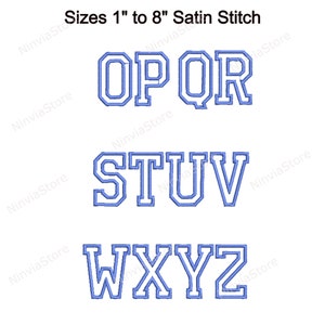 Athletic Outline Embroidery Font BX Font, Alphabet Machine Embroidery ...