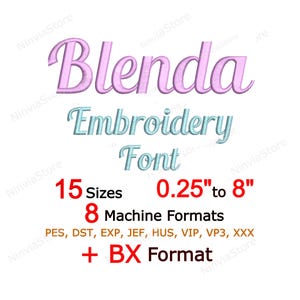 Blenda Embroidery Font, PES BX Script Monogram Letters, Cursive Alphabet Machine Embroidery Design