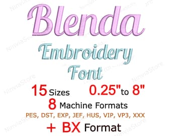 Blenda Embroidery Font, PES BX Script Monogram Letters, Cursive Alphabet Machine Embroidery Design