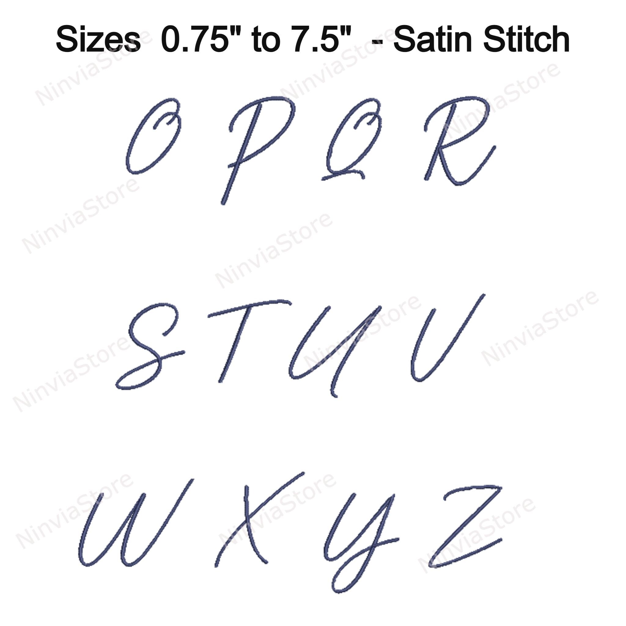 Signature Script Embroidery Font BX, Satin Thin Handwritten Letters PES ...