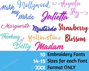 XXX Script Embroidery Fonts Bundle, XXX Monogram Font, Alphabet Machine Embroidery Design, Calligraphy Font for Embroidery, Cursive Font XXX