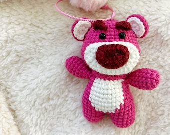 Handmade Crochet Lotso keychain/lotso bear/lotso accessory