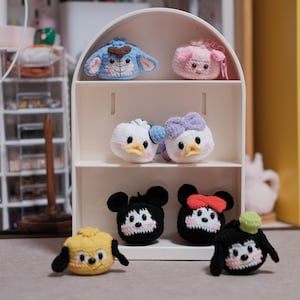 READY TO SHIP – Handmade Crochet Disney Plush Set, Mickey, Minnie, Donald, Daisy, Goofy, Pluto, Eeyore & Piglet Keychains