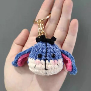 Handmade Crochet Eeyore Keychain - Winnie the Pooh Accessories, Cute Gift for Disney Fans, Adorable Bag Charm