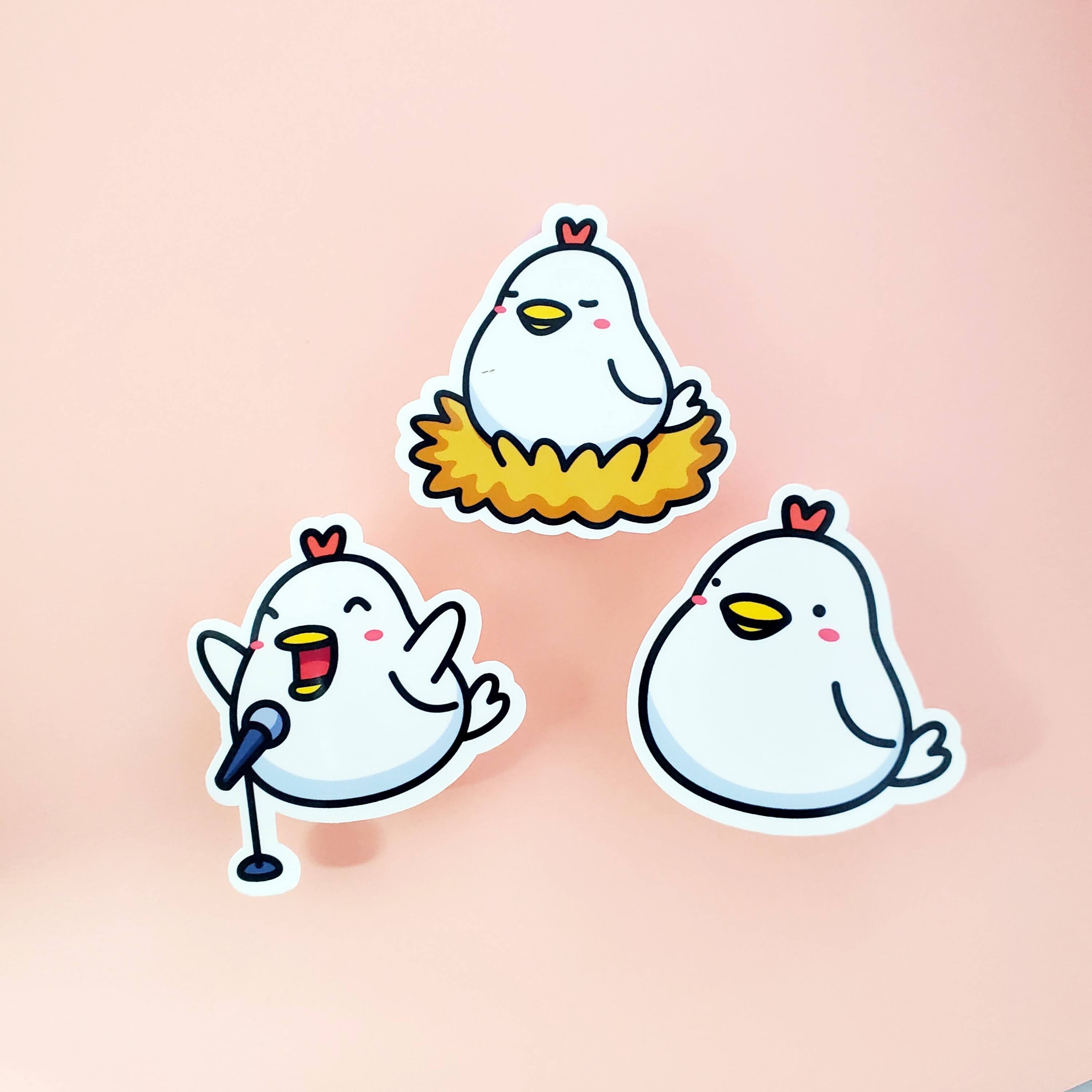 Chicken Stickers Bundle Cute Chicken Stickers Pack Die Cut | Etsy