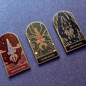 Emaille pins Mass Effect - Reaper-serie - Sovereign / Harbinger / Leviathan