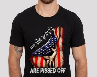 Nós, o povo, estamos chateados com a bandeira vintage da América dos EUA, camiseta unissex de manga curta