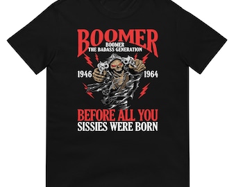 Camiseta de la generación de los Baby Boomers - Regalo divertido de cumpleaños de 1946 a 1964 - Camiseta sarcástica con calavera de los Baby Boomers - Generación patriótica de la tercera edad