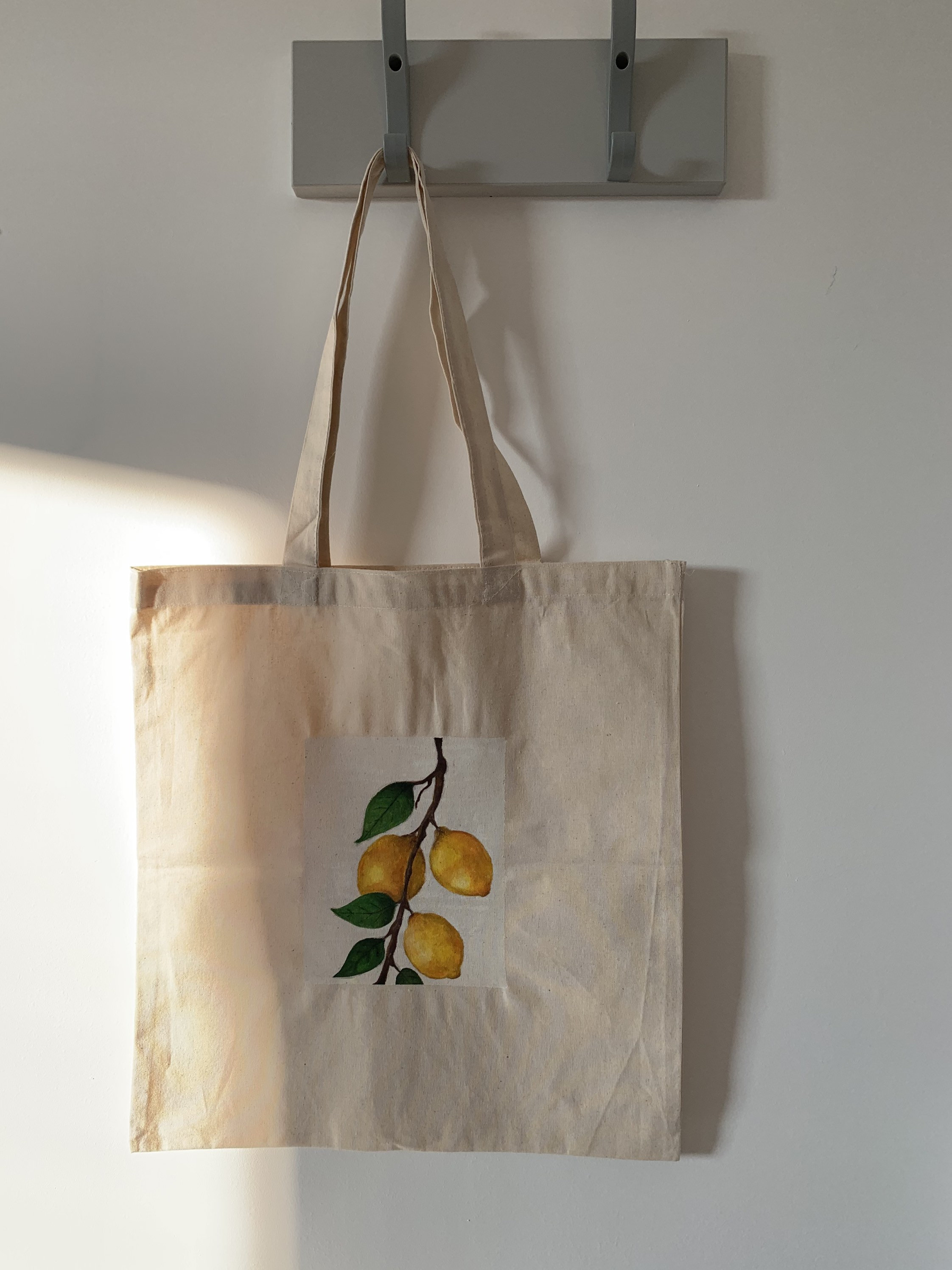 Hand Painted Lemon Tote Bag Etsy