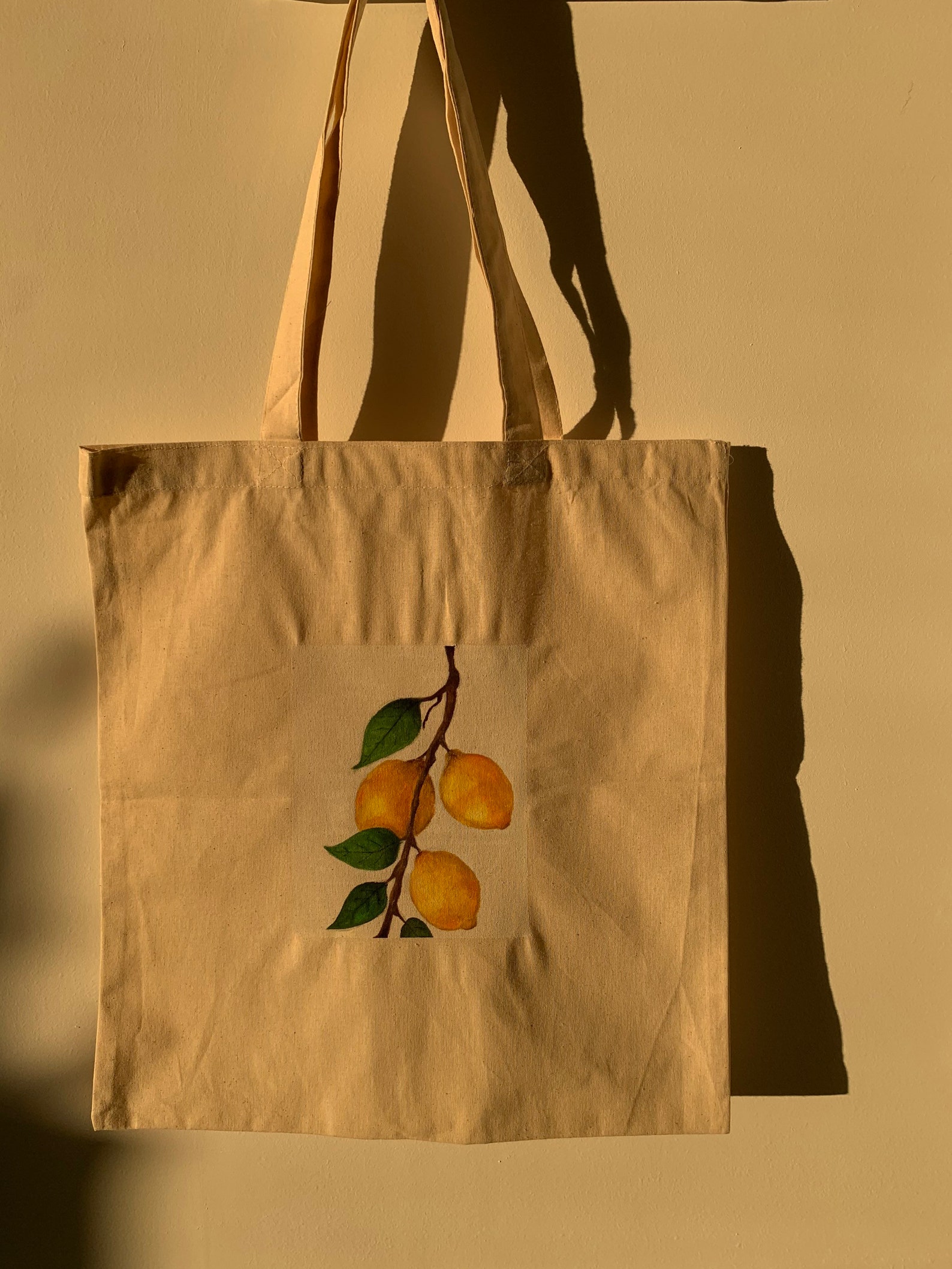 Hand Painted Lemon Tote Bag Etsy
