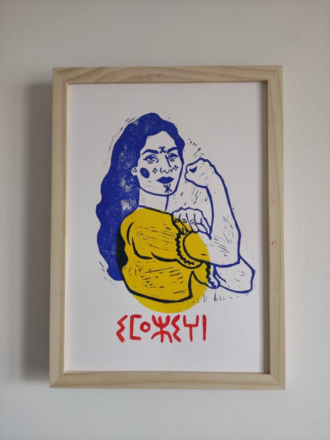 Linocut Imazighen Amazigh Woman Poster Etsy