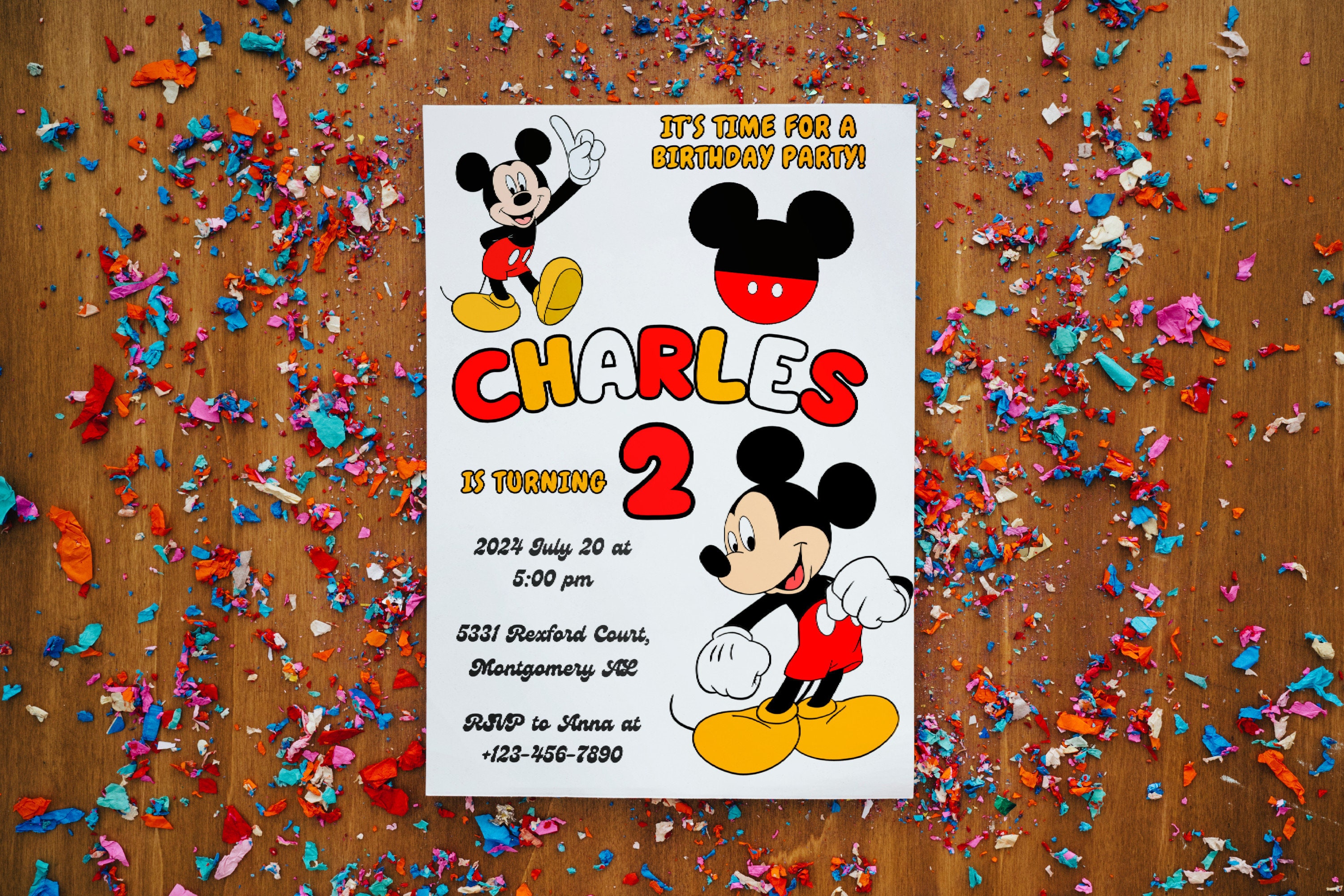 Mickey Mouse Birthday Invitation Printable Mickey Mouse Invitation Kids ...