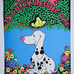 Vintage &quot;Love is a Many Splendor Thing&quot; 1970&#39;s Black-Light Poster
