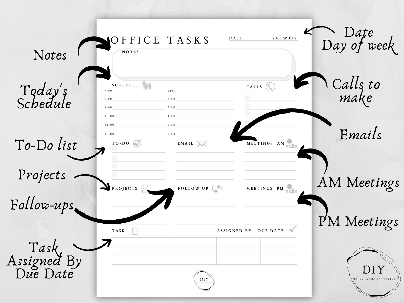 Office Tasks Tracker Printable-office Planner-office Organizer-work Checklist-to Do List-work ...