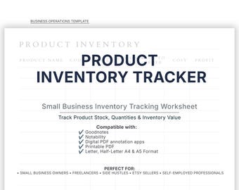 Product Inventory Tracker | Stock & Quantity Management Sheet (Printable PDF)