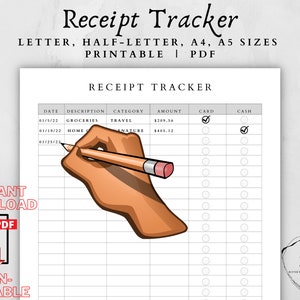 Receipt Tracker-[Receipts Tracker]-Receipts-Receipts Organizer-Receipts Holder-Payment Receipt-Business Expenses-Receipts Book-Receipt Book
