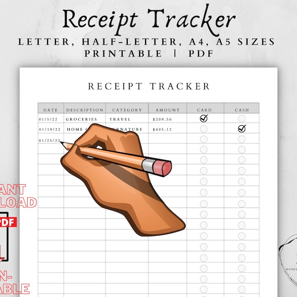 Receipt Tracker-[Receipts Tracker]-Receipts-Receipts Organizer-Receipts Holder-Payment Receipt-Business Expenses-Receipts Book-Receipt Book