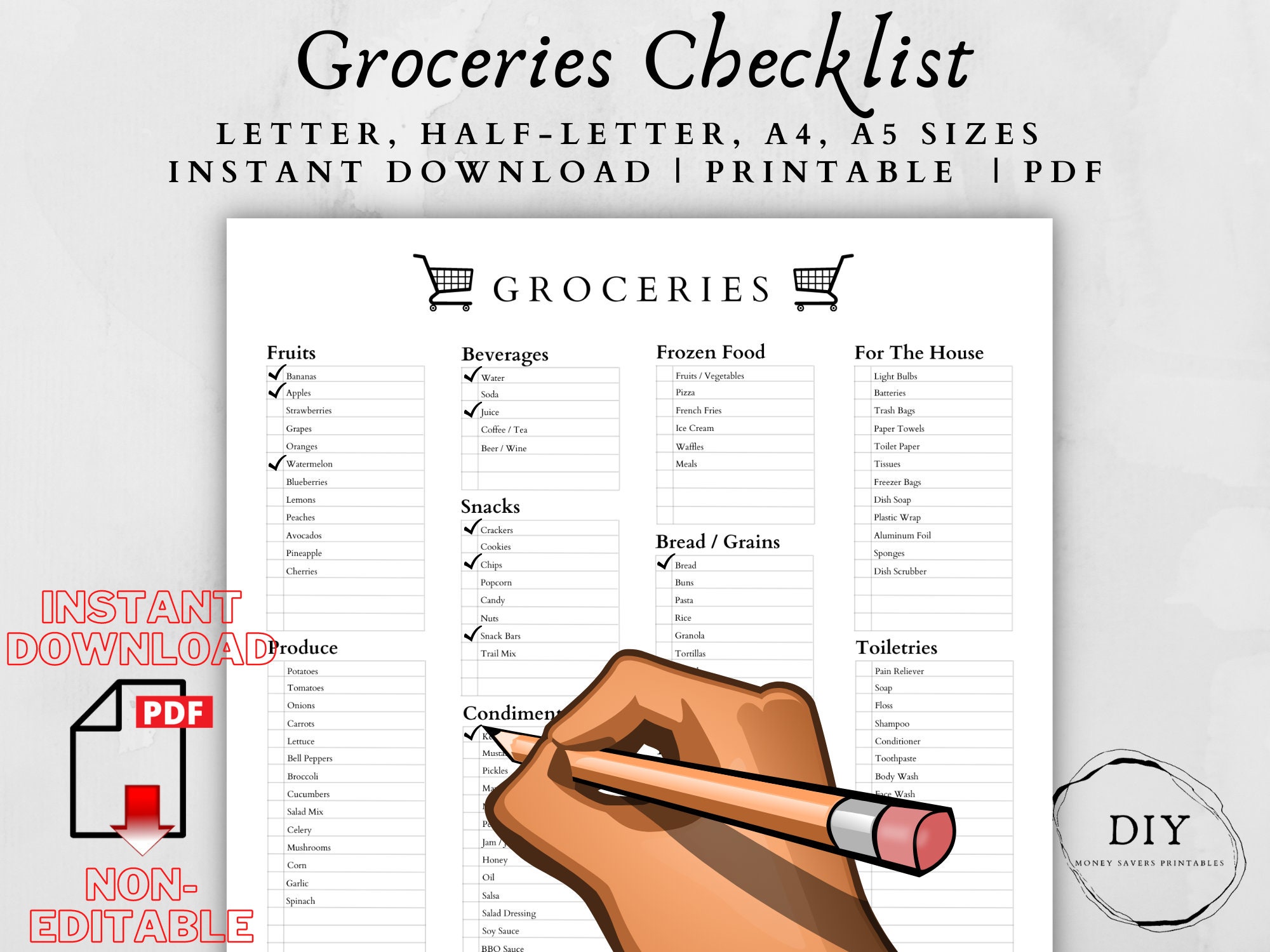 Groceries List-Grocery Items-Groceries-Healthy Grocery List-My Shopping List-Basic Grocery List-Master Grocery List-Grocery Store List
