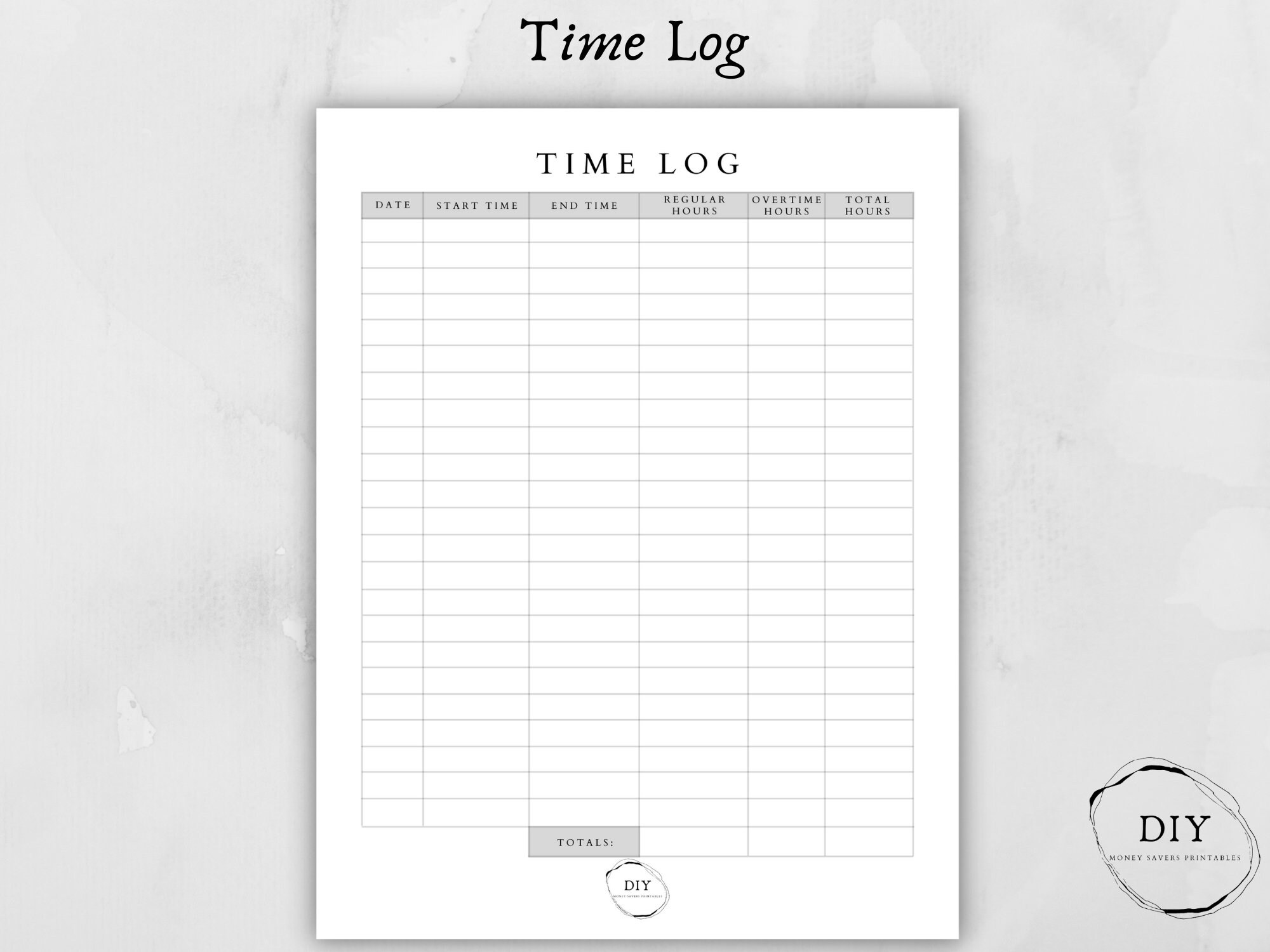 Printable [time Log]-work Log Sheet-work Log-work Log Sheet-time Sheet ...