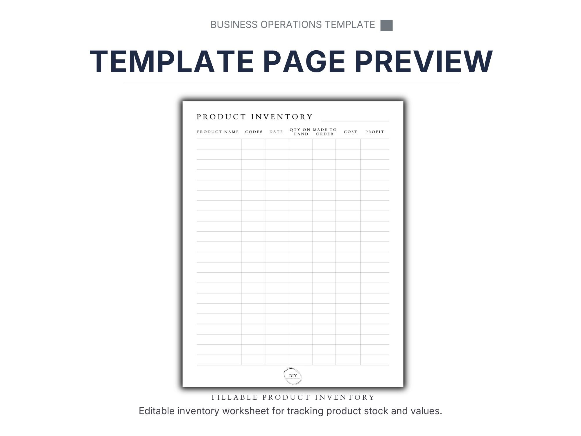 Editable Inventory Management Tracker | Fillable PDF Product & Stock ...