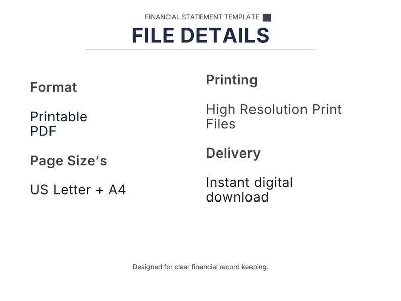 Pu&ograve; includere: Grafica digitale con "DETTAGLI FILE". Formato PDF stampabile, formati pagina US Letter e A4. Stampa ad alta risoluzione, download digitale immediato.