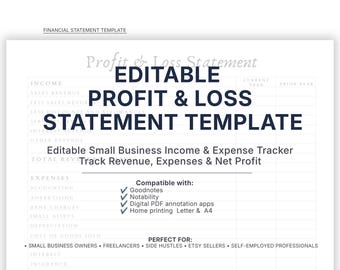 Rapporto profitti e perdite modificabile / Rendiconto economico e finanziario compilabile in formato PDF per piccole imprese