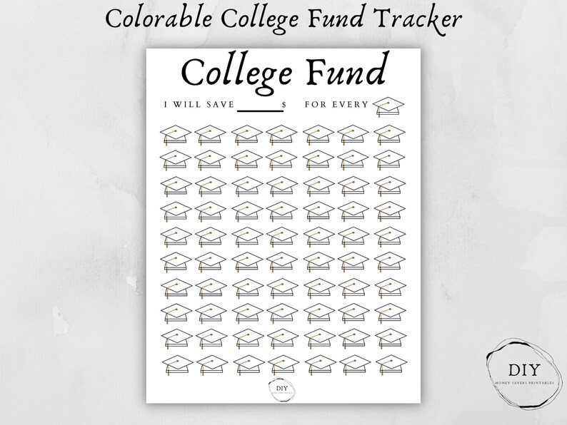 Printable pdf College Fund Savings Tracker document. Printable pdf. template