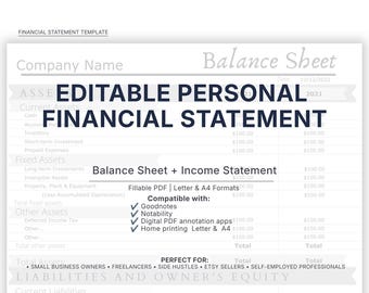 Modello di rendiconto finanziario personale modificabile / Bilancio e conto economico compilabili in formato PDF