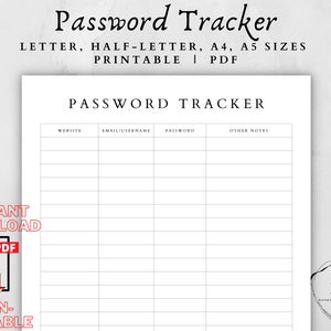 Password Manager-Password Log-Password Tracker- Password Journal-Password Diary-Password-My Password-Forgot My Password-Password Printable