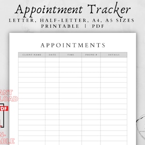Appointment Tracker-Appointments-Appointment Planner-Appointment Book-Appointment Log-Schedule Appointment-Booking Appointment-Schedule Book