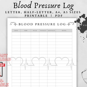 Blood Pressure Log-Heart Healthy-Cardiac-Health And Wellness-Health Planner-Heart-Systolic-Diastolic-Heart Rate Monitor-Cardiac Nurse