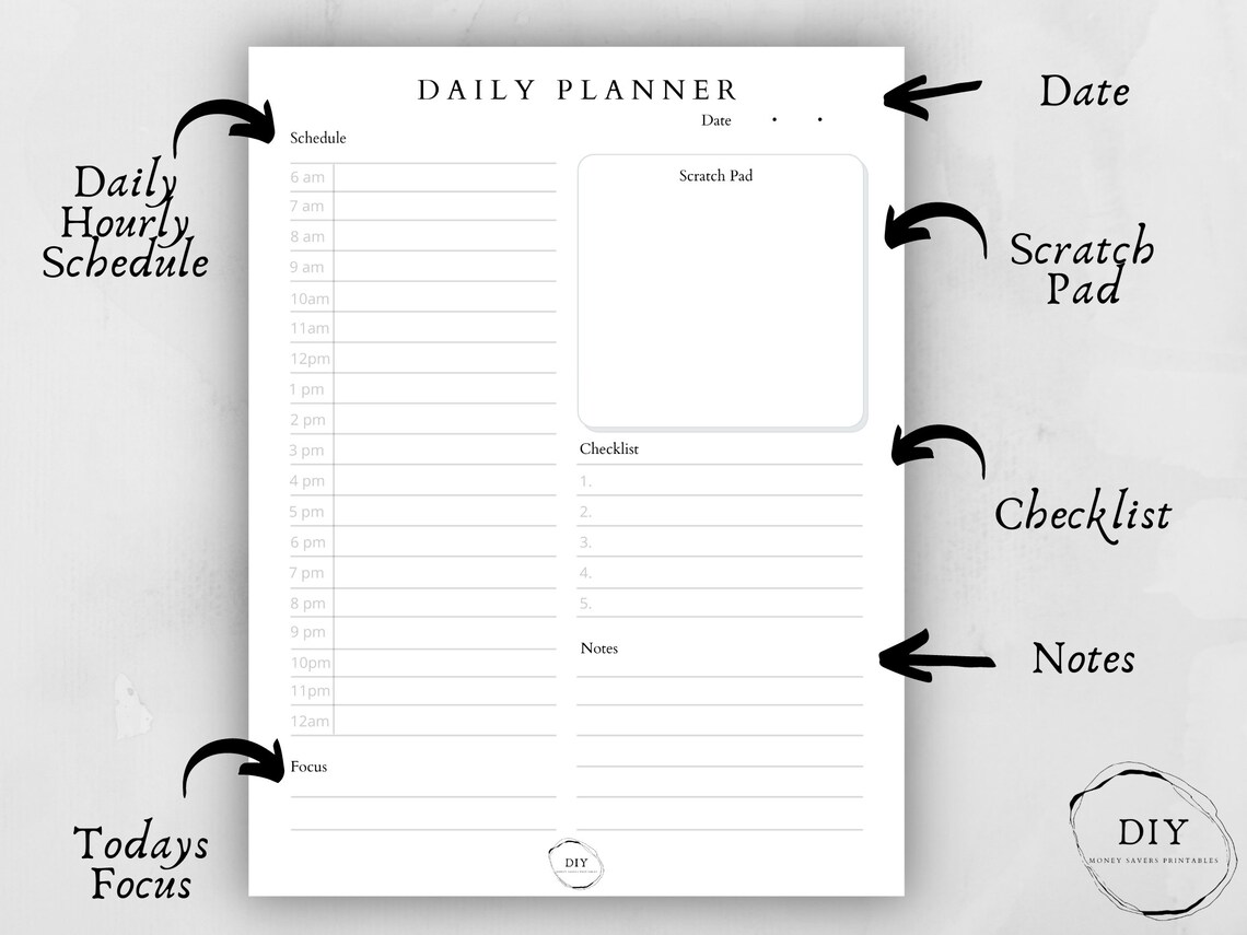 Hourly plannerdaytime Plannerhourly Planner 2023daily Planner 2023