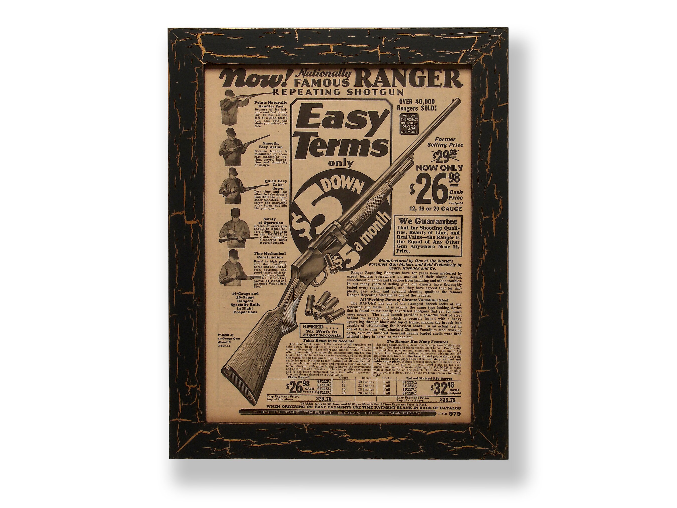 Framed Original 19311932 Sears & Roebuck Catalog Ad for a Ranger