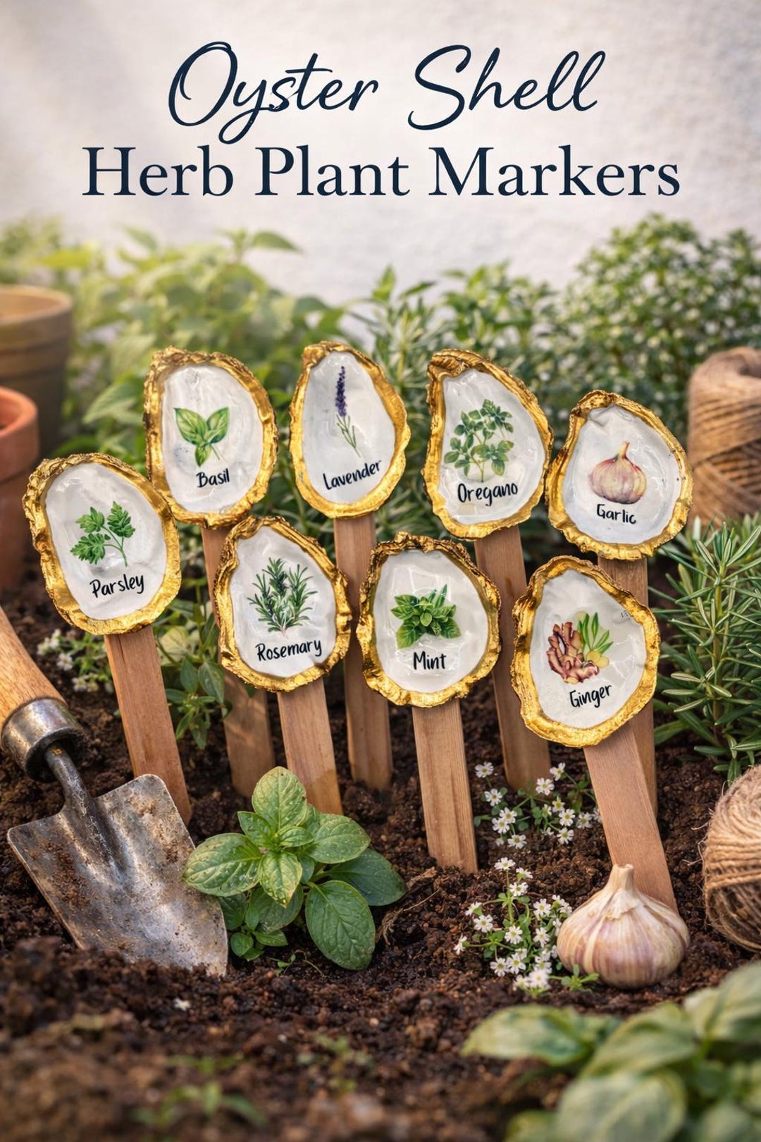 Shell Table Marker Oyster Shell Herb Plant Markers - Etsy