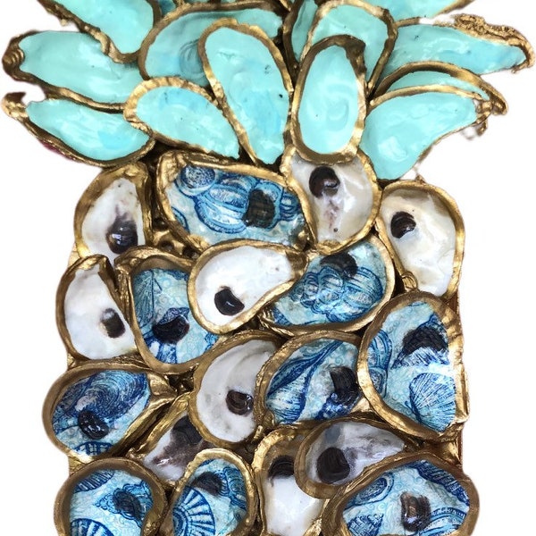 Lilly Inspired Oyster Shell Pineapple Hanging Decor