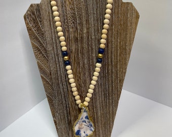 Oyster Shell Necklace | Oyster Shell  | Springtime Accessory | Blue and White Pattern