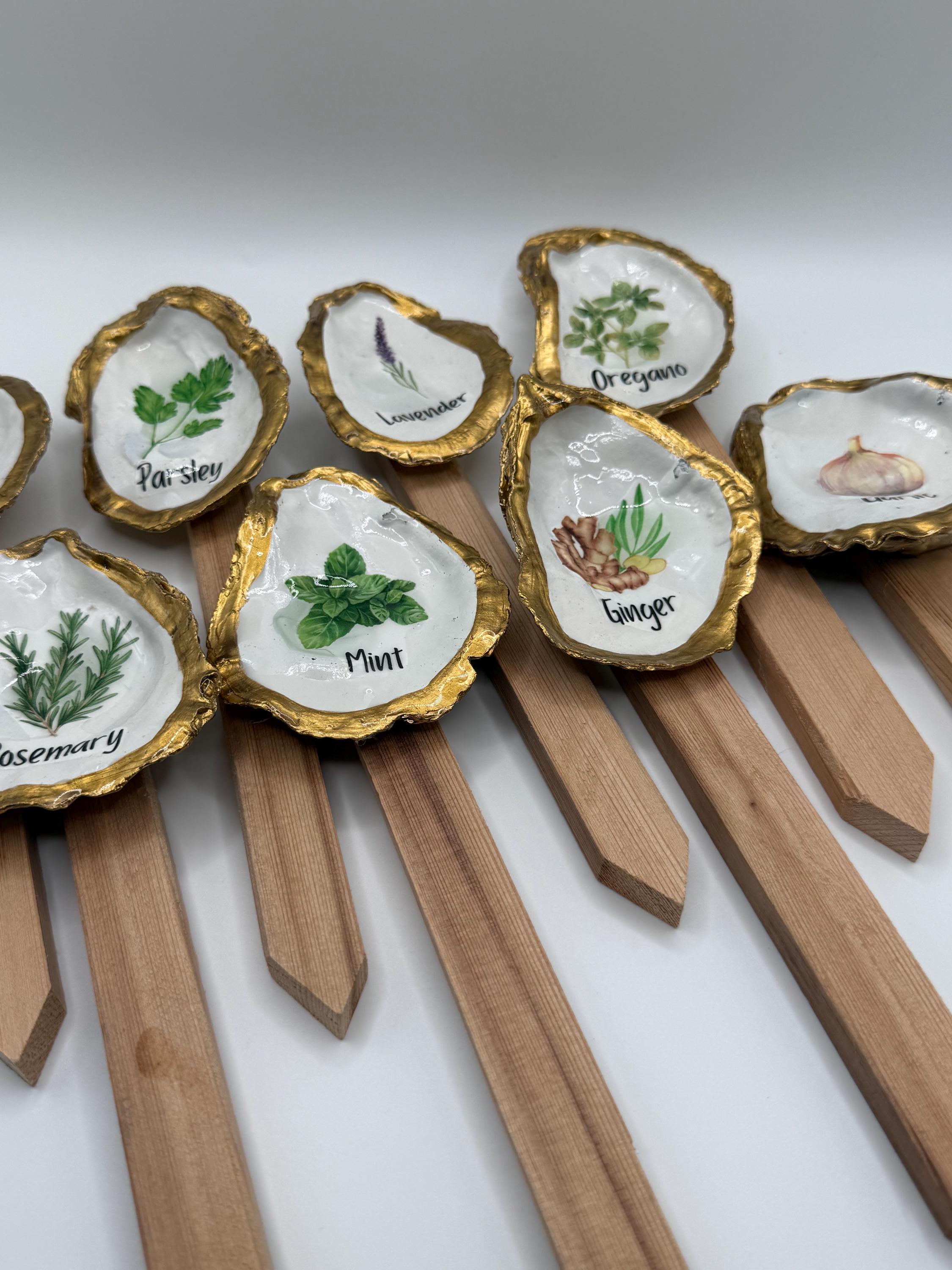 Shell Table Marker Oyster Shell Herb Plant Markers - Etsy