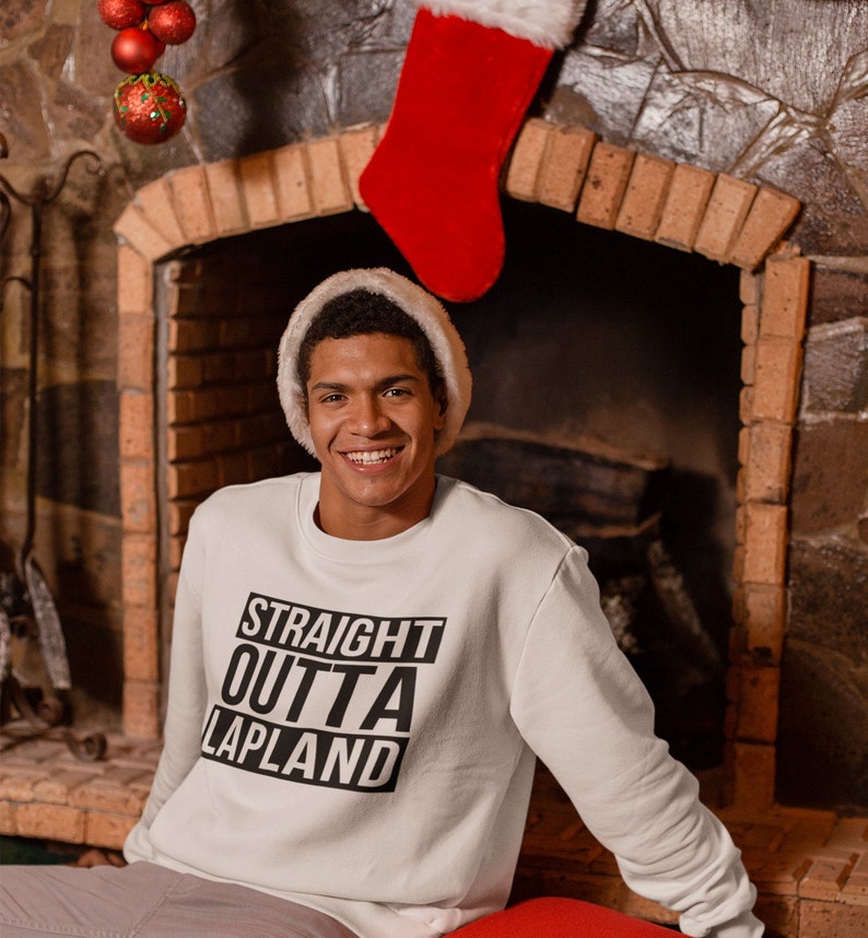 Straight Outta Lapland Funny Sweater Christmas Jumper North Pole Santas