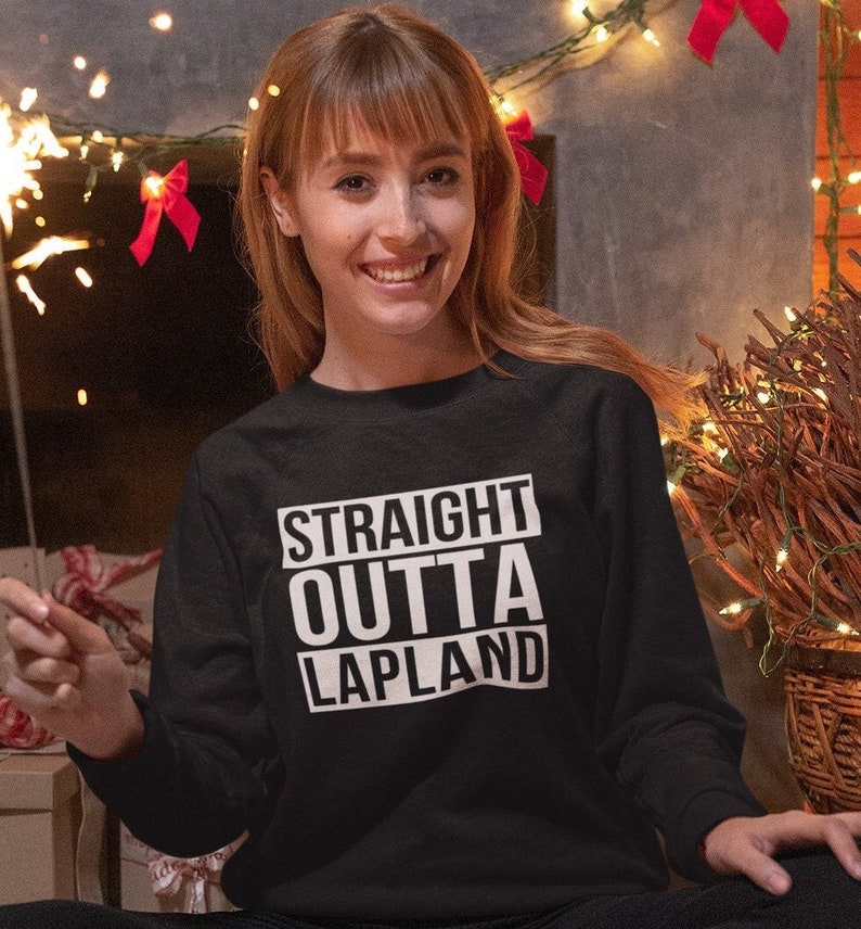 Straight Outta Lapland Funny Sweater Christmas Jumper North Pole Santas