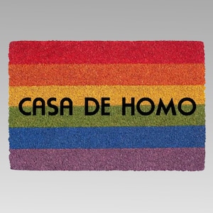 Casa de Homo Gay Rainbow Pride Flag Rolig dörrmatta HBTQ Bröllopsförlovningspresent till make pojkvän bästa vän inflyttningspresent