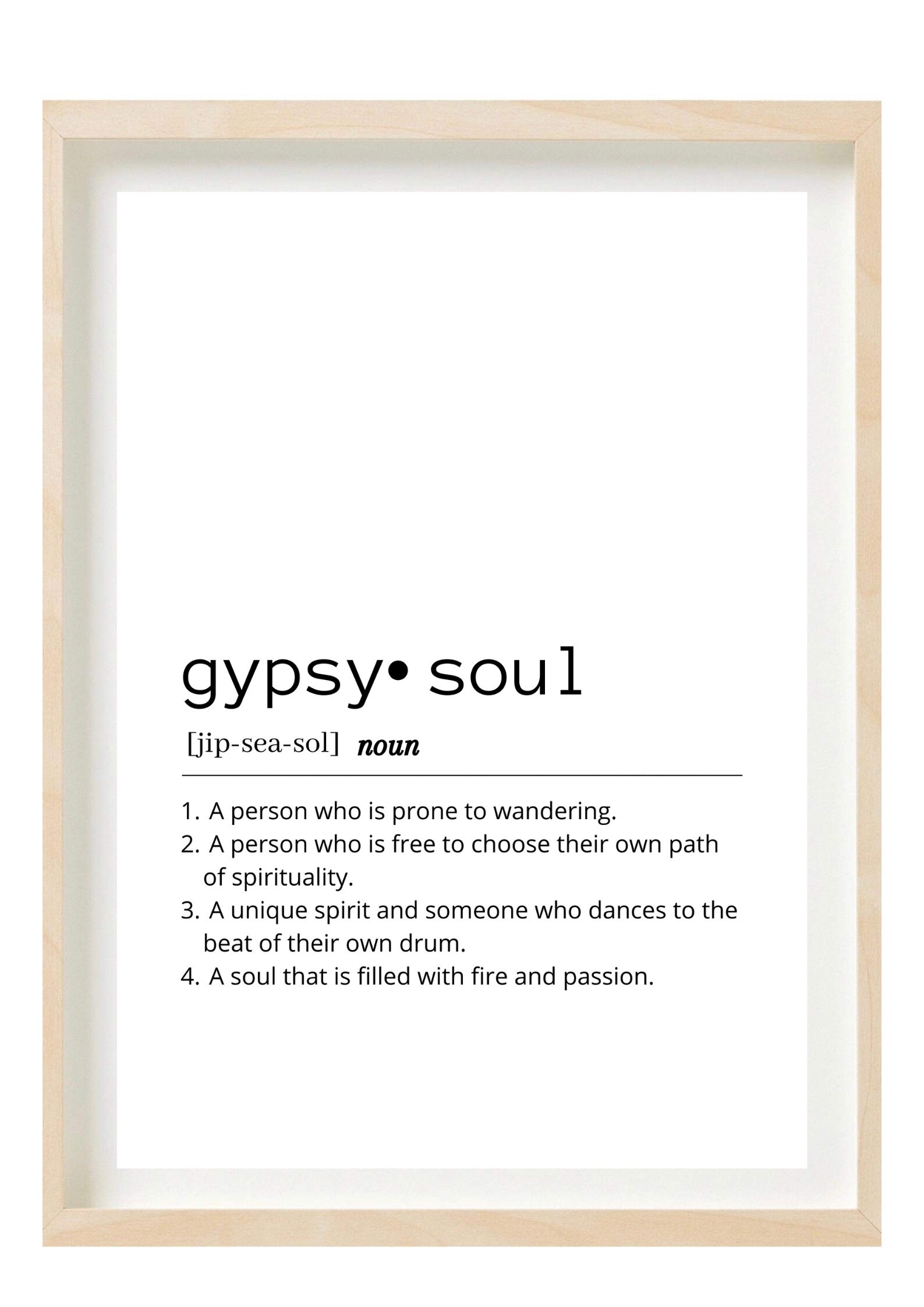 Gypsy soul Definition Print Printable Wall Art Digital Etsy