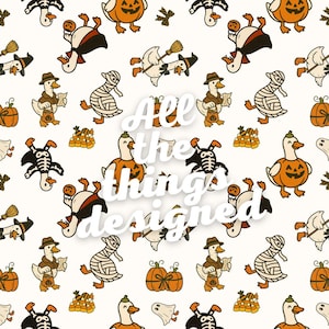Spooky Goose Halloween Seamless Digital Pattern Neutral