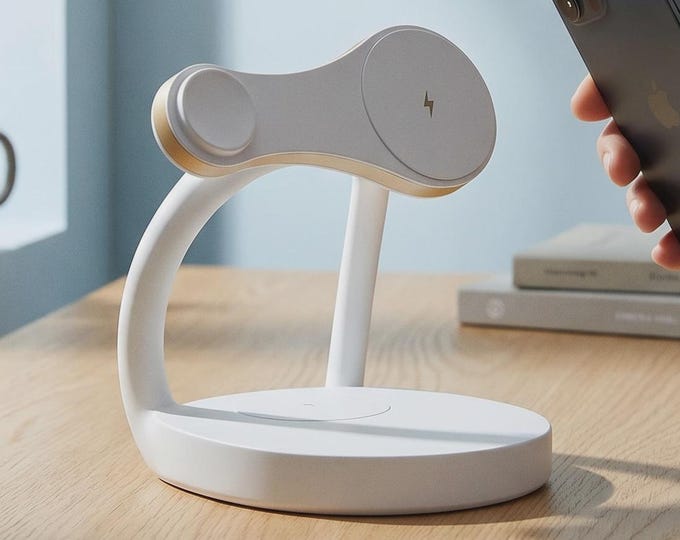 MagSafe Charger 3-in-1 Charging Station for iPhone, Apple Watch & AirPods | Wireless Phone Charging Stand for Multiple Devices | Black/White